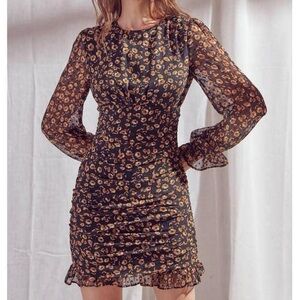 BNWT Storia Black and Orange Floral Long Sleeve Dress